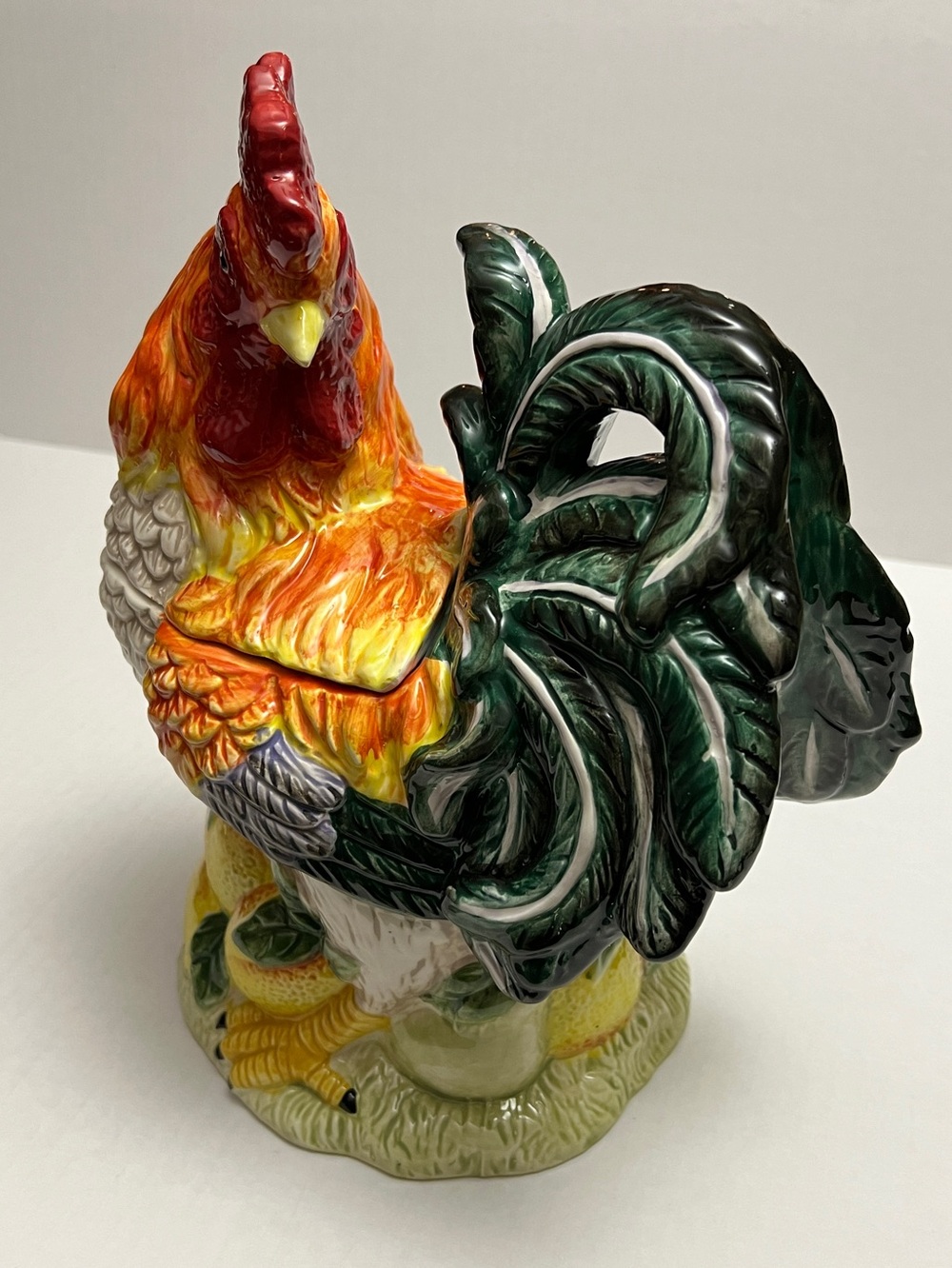 Colorful Rooster Cookie Jar, Hand Painted